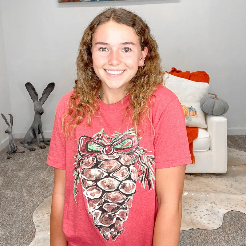 Hand Drawn Christmas Pinecone Graphic Tee sold by Boujee Boutique product image thumbnail 3
