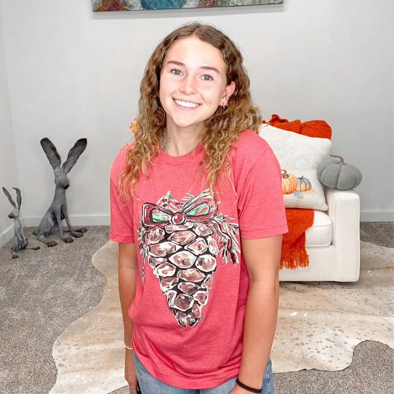 Hand Drawn Christmas Pinecone Graphic Tee sold by Boujee Boutique product image thumbnail 4