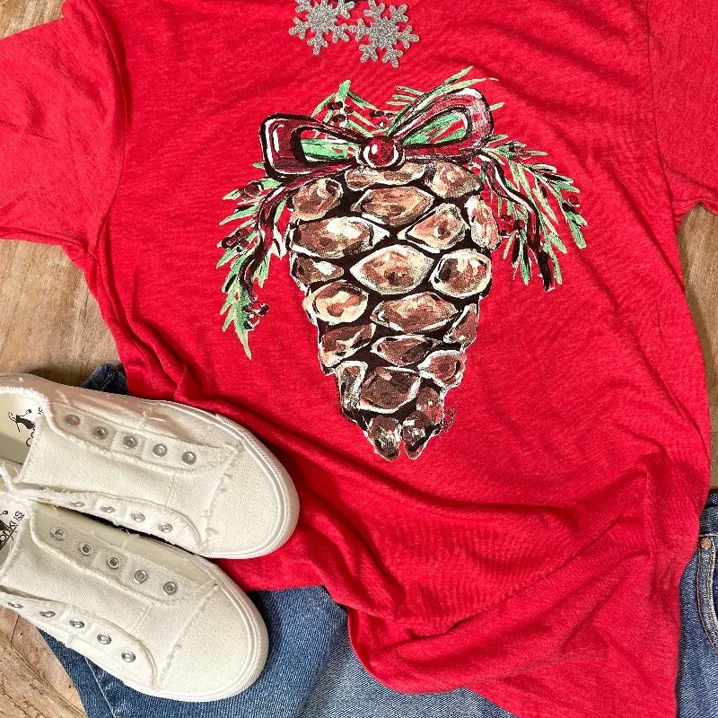 Hand Drawn Christmas Pinecone Graphic Tee sold by Boujee Boutique product image thumbnail 2
