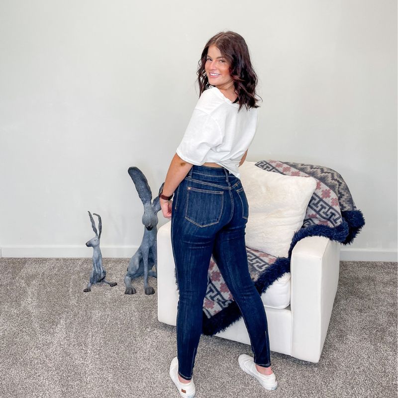 Judy Blue High Waist Back Phone Pocket Skinny Jeans sold by Boujee Boutique product image thumbnail 2