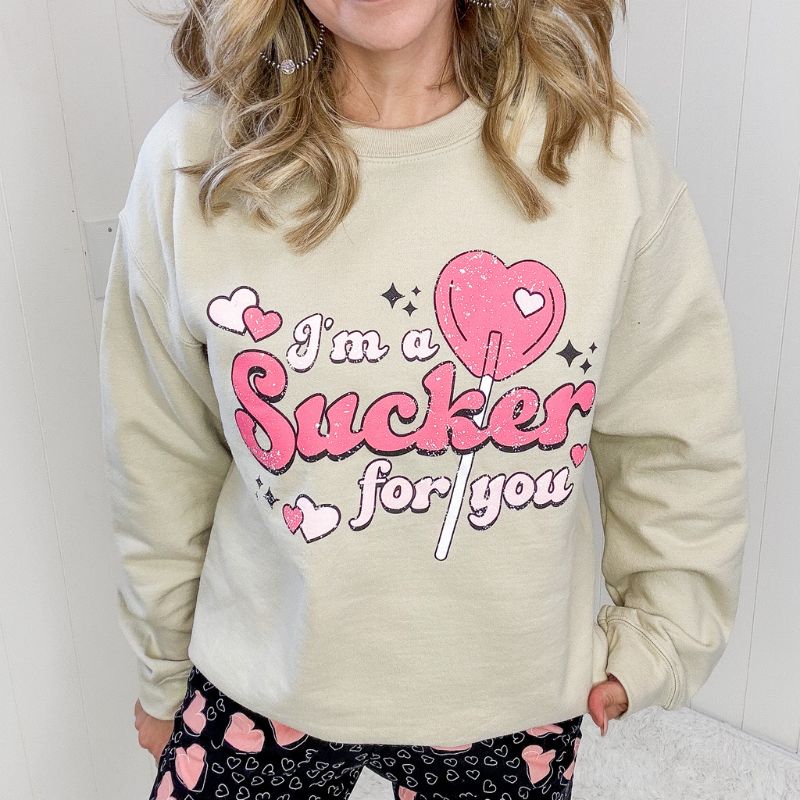I'm A Sucker For You Valentine Pullover Graphic Sweatshirt sold by Boujee Boutique product image thumbnail 2