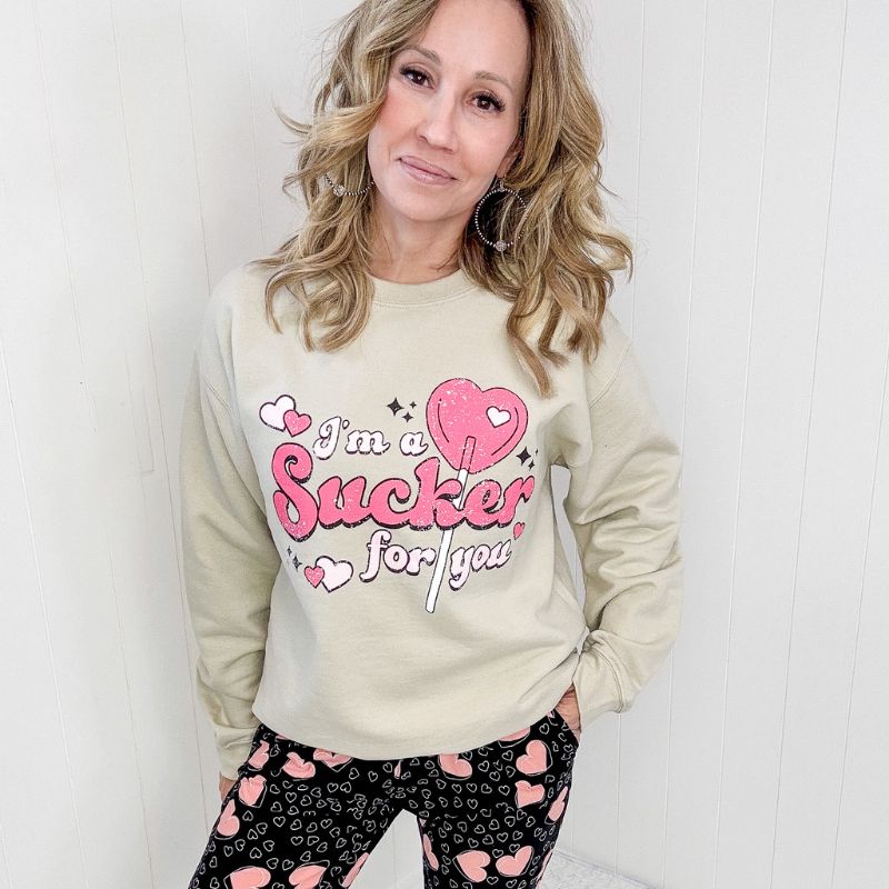 I'm A Sucker For You Valentine Pullover Graphic Sweatshirt sold by Boujee Boutique