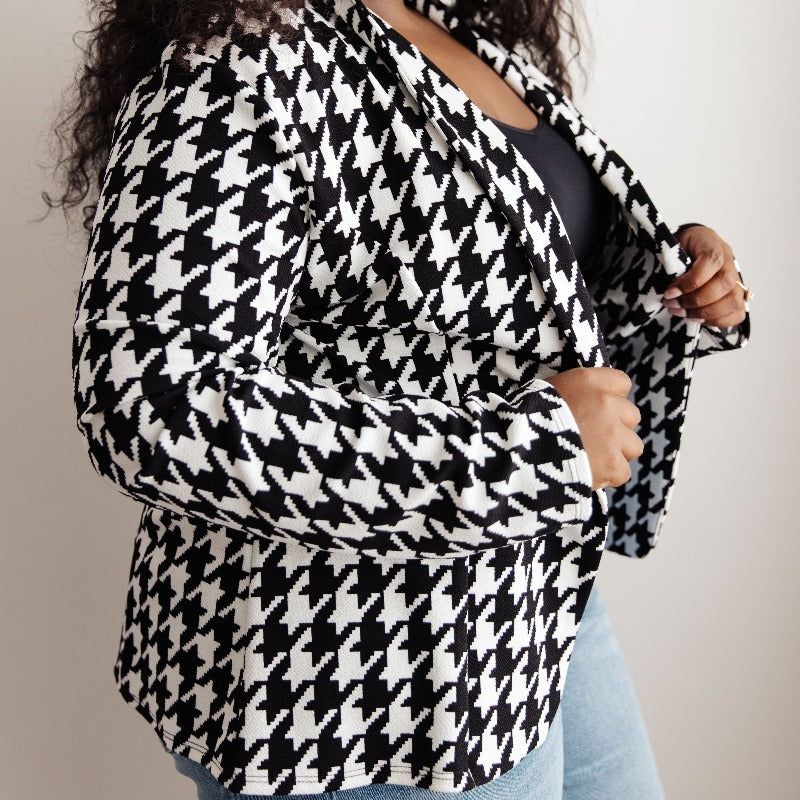 Home Base Black and White Houndstooth Blazer sold by Boujee Boutique product image thumbnail 5