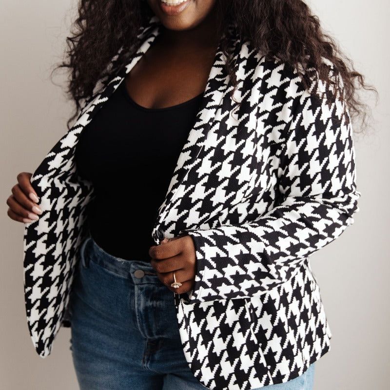 Home Base Black and White Houndstooth Blazer sold by Boujee Boutique product image thumbnail 2