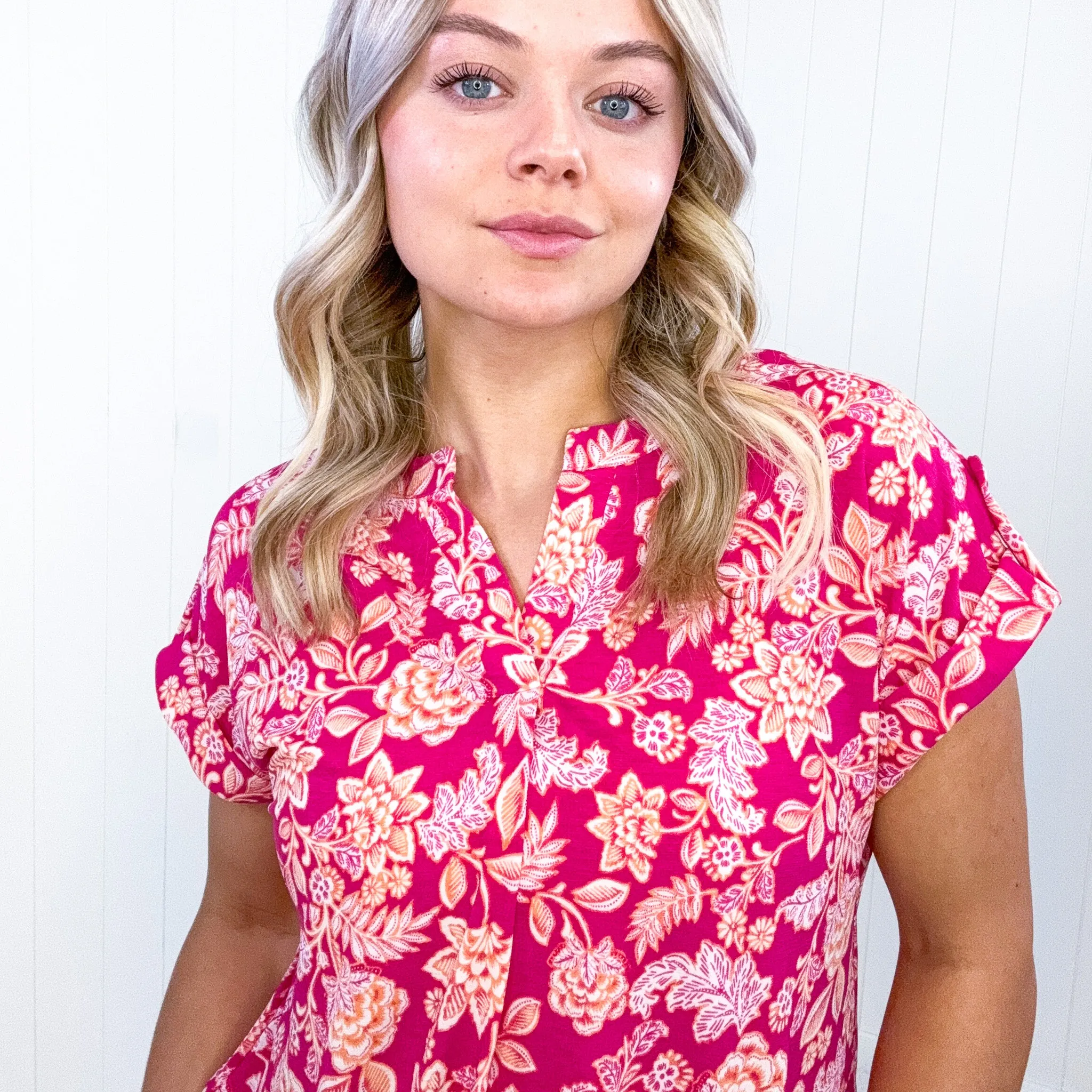 Dear Scarlett Lizzy Cap Sleeve Top in Pink and Peach Floral sold by Boujee Boutique product image thumbnail 5