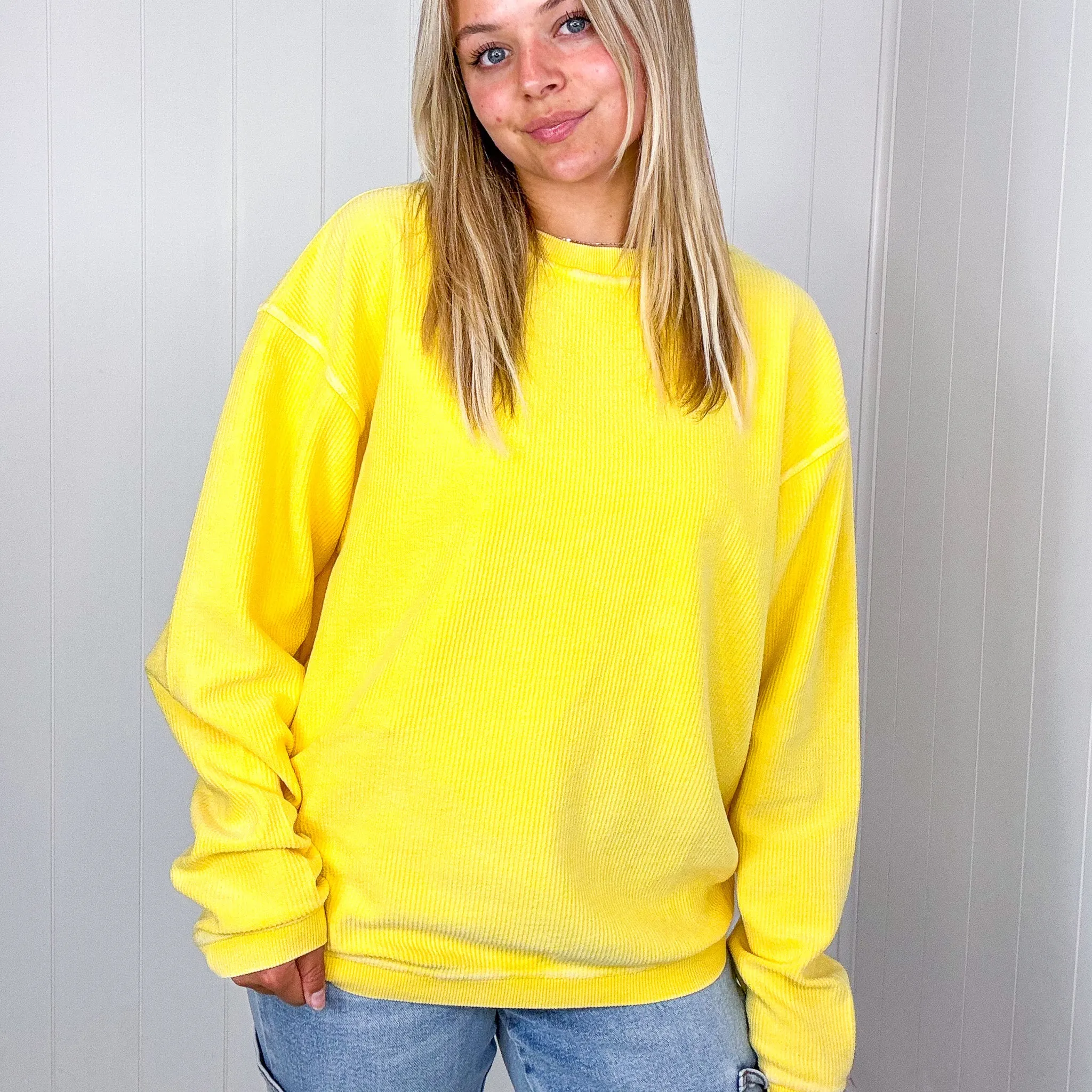 Golden Oversized Luxe Soft Corded Crewneck Pullover sold by Boujee Boutique product image thumbnail 5