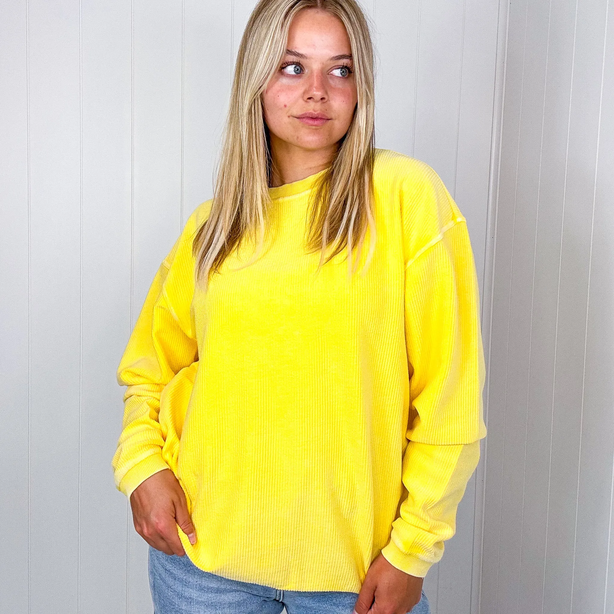 Golden Oversized Luxe Soft Corded Crewneck Pullover sold by Boujee Boutique product image thumbnail 2