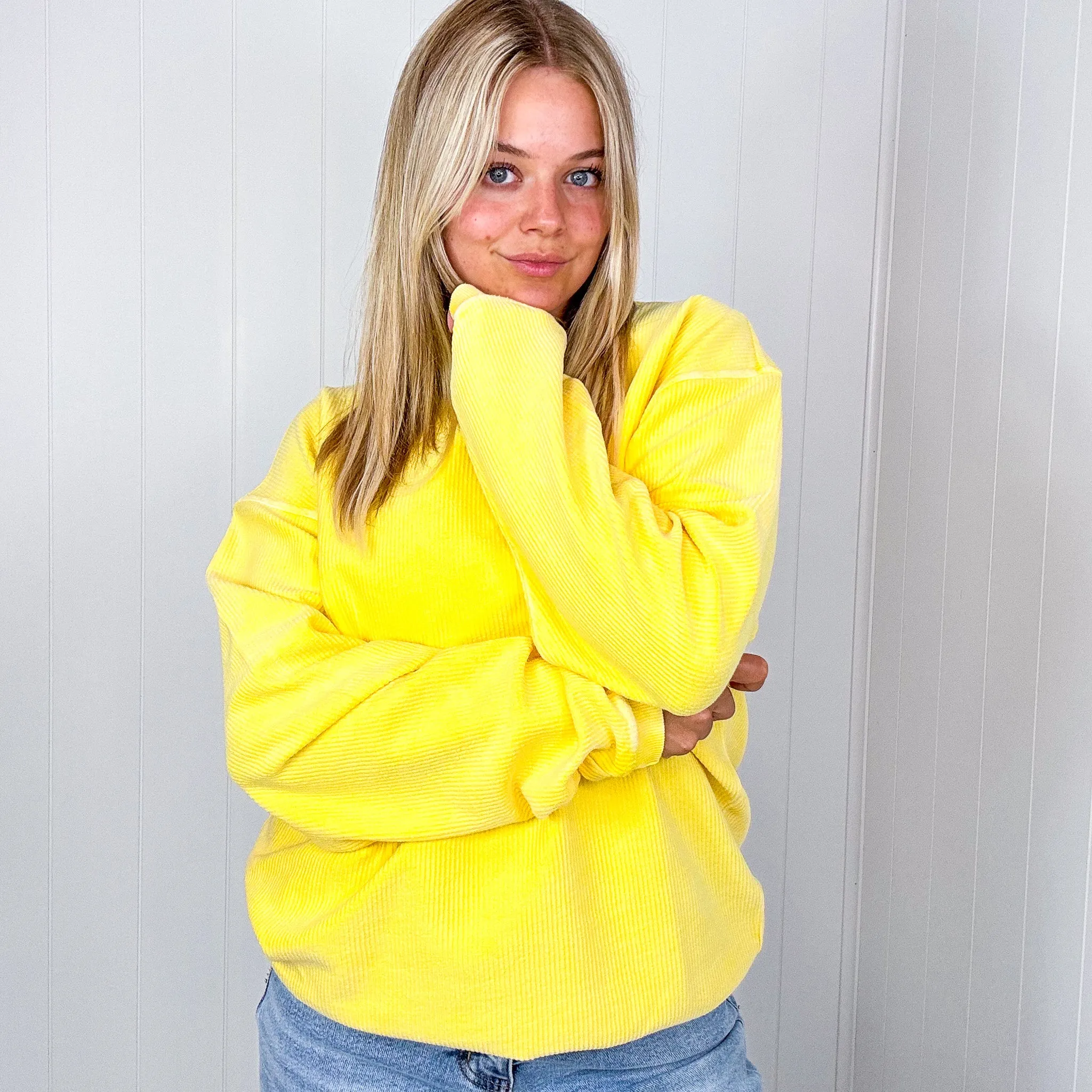 Golden Oversized Luxe Soft Corded Crewneck Pullover sold by Boujee Boutique product image thumbnail 4