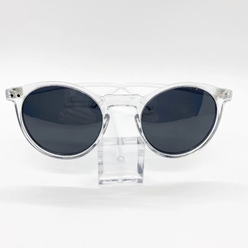 Grey Lens Clear Frame Round Sunglasses sold by Boujee Boutique