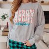 Merry Christmas Sweatshirt in Grey sold by Boujee Boutique