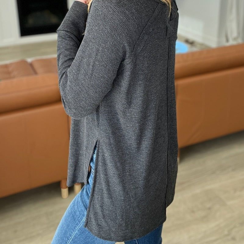 Melange Baby Waffle Long Sleeve Top in Black sold by Boujee Boutique product image thumbnail 4