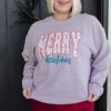 Merry Christmas Sweatshirt in Grey sold by Boujee Boutique