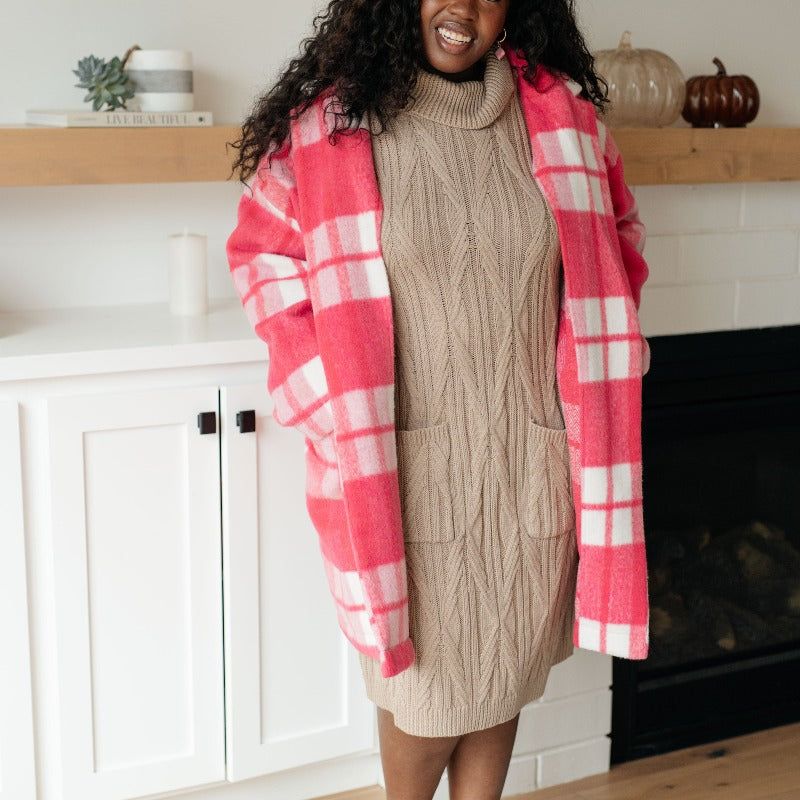 Bundled Beauty Turtleneck Taupe Cable knit Sweater Dress sold by Boujee Boutique product image thumbnail 3