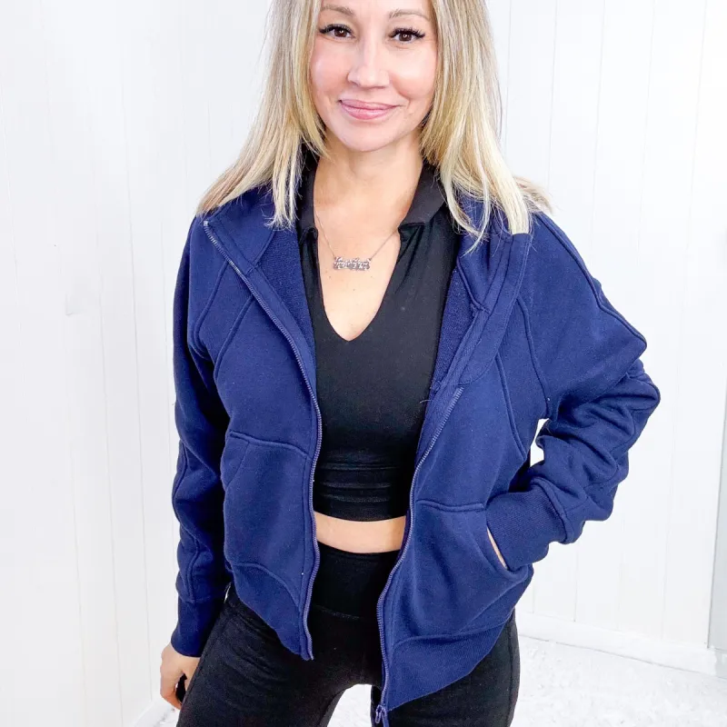 Rea Mode Sun or Shade Zip Up Jacket in Navy sold by Boujee Boutique