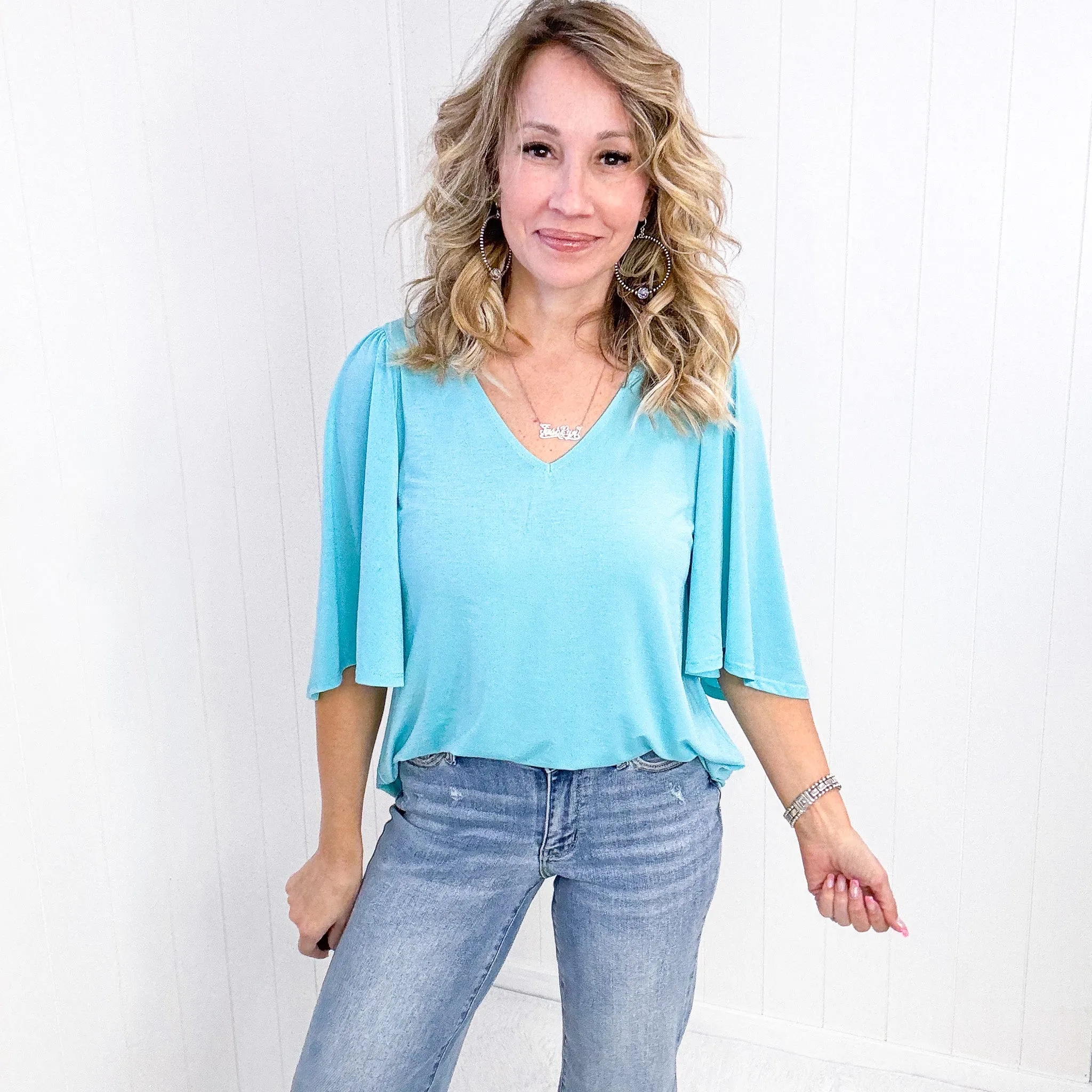 Dear Scarlett Cali Blouse in Neon Blue sold by Boujee Boutique product image thumbnail 4