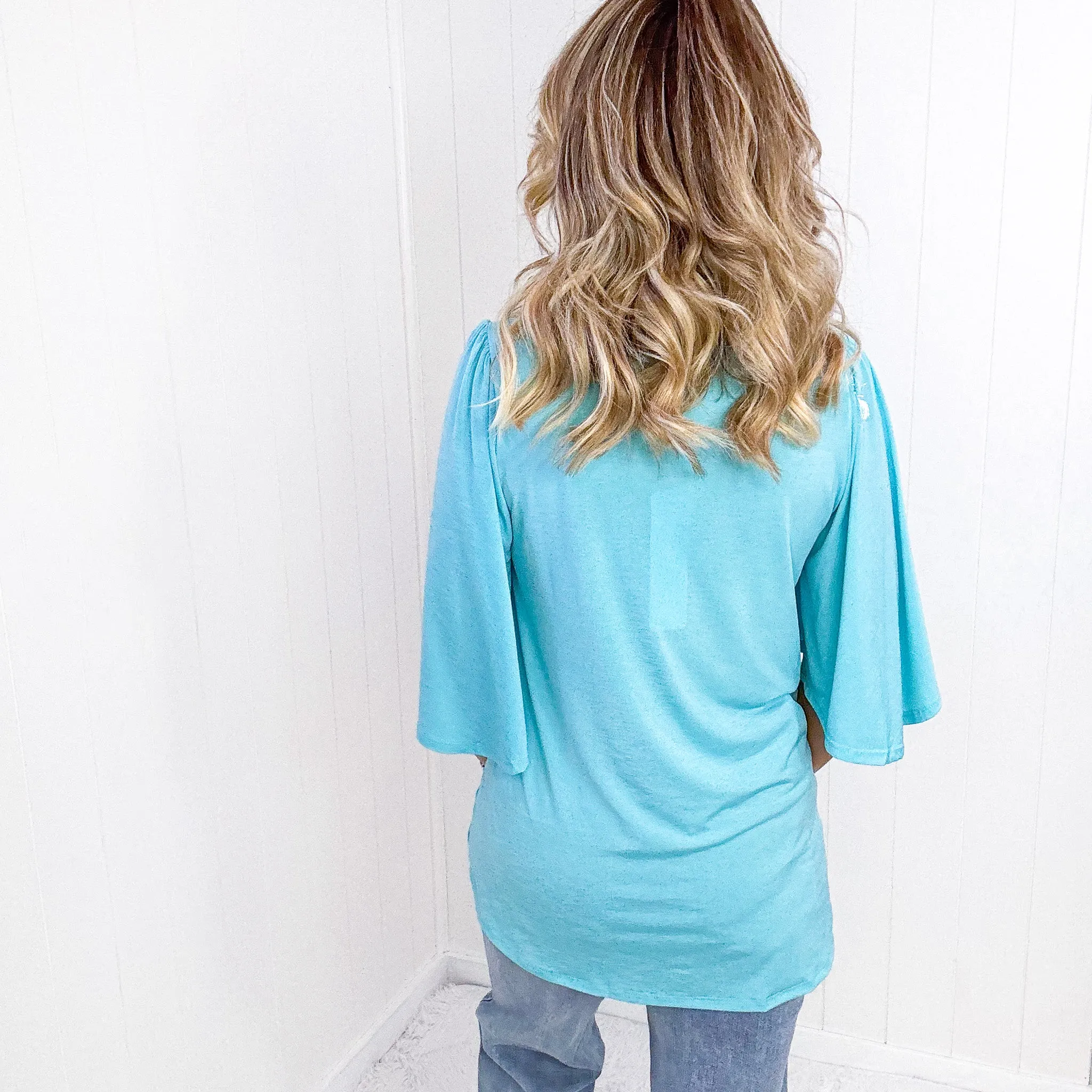 Dear Scarlett Cali Blouse in Neon Blue sold by Boujee Boutique product image thumbnail 2