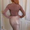 Wrapped in Bronze Long Sleeve Bodysuit sold by Boujee Boutique