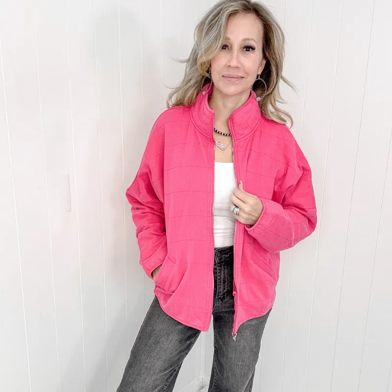Pink Mineral Washed Quilted and Covered Quilted Jacket sold by Boujee Boutique product image thumbnail 4