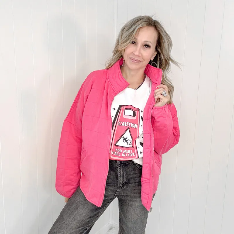 Pink Mineral Washed Quilted and Covered Quilted Jacket sold by Boujee Boutique