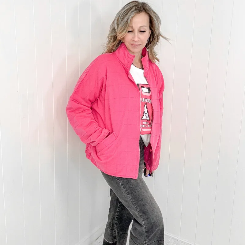 Pink Mineral Washed Quilted and Covered Quilted Jacket sold by Boujee Boutique product image thumbnail 3