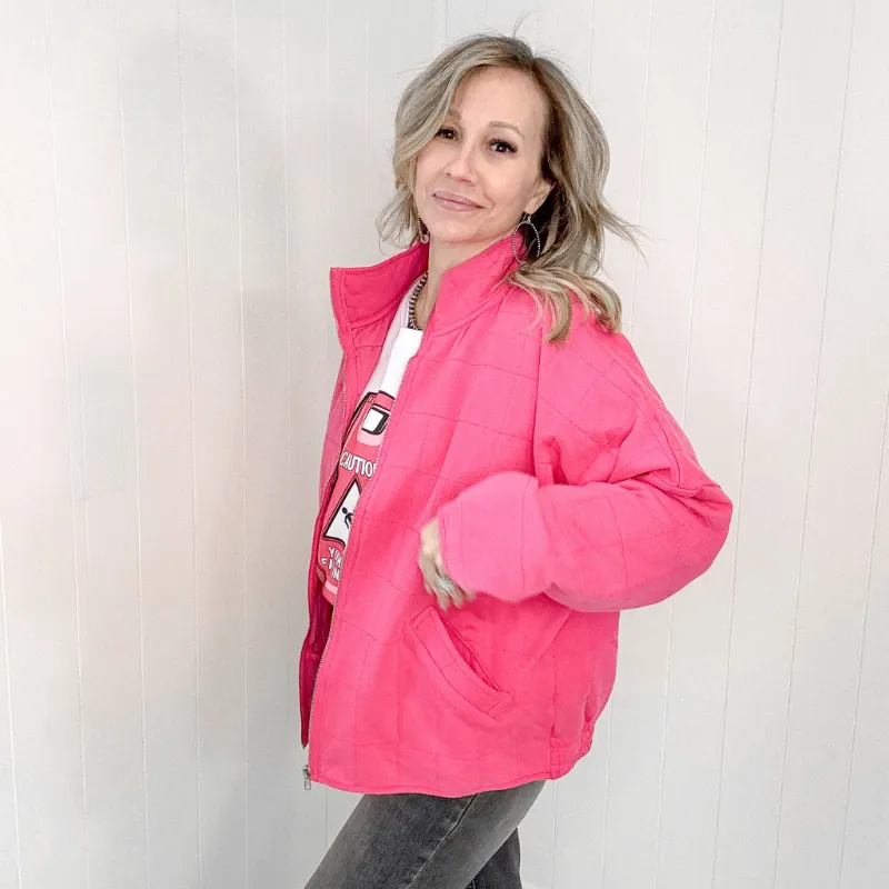 Pink Mineral Washed Quilted and Covered Quilted Jacket sold by Boujee Boutique product image thumbnail 2