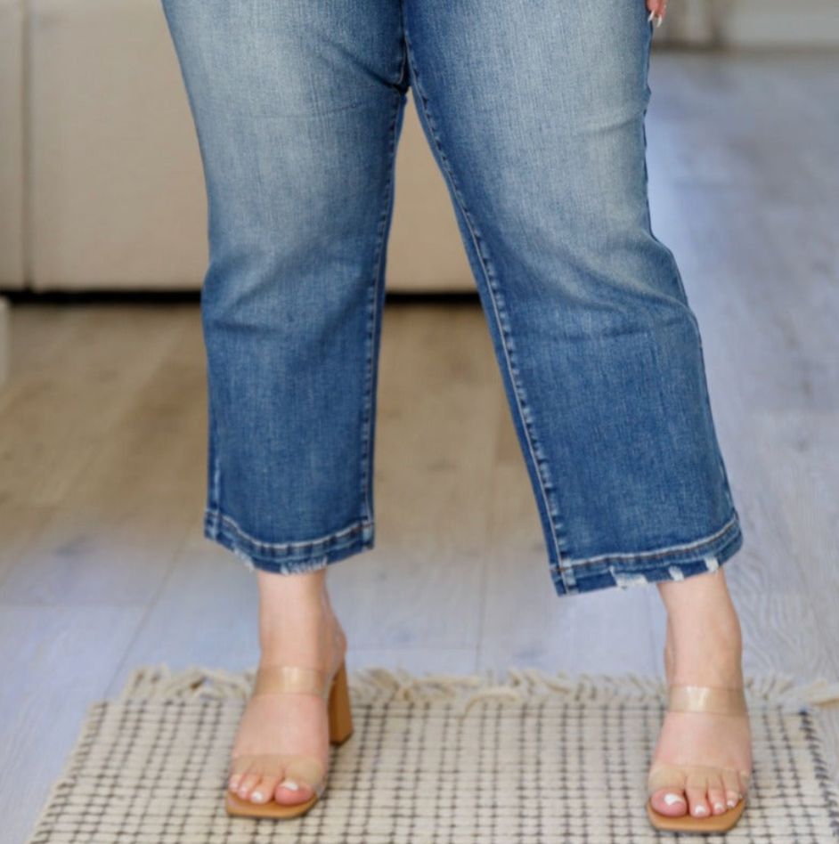 Judy Blue High Waist Vintage Wash Wide Leg Crop Jeans sold by Boujee Boutique product image thumbnail 14