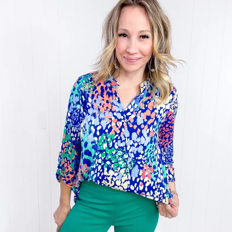 Dear Scarlett Royal Abstract Lizzy Top sold by Boujee Boutique