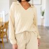 Cream Chilling Out Quilted Pullover Hoodie sold by Boujee Boutique