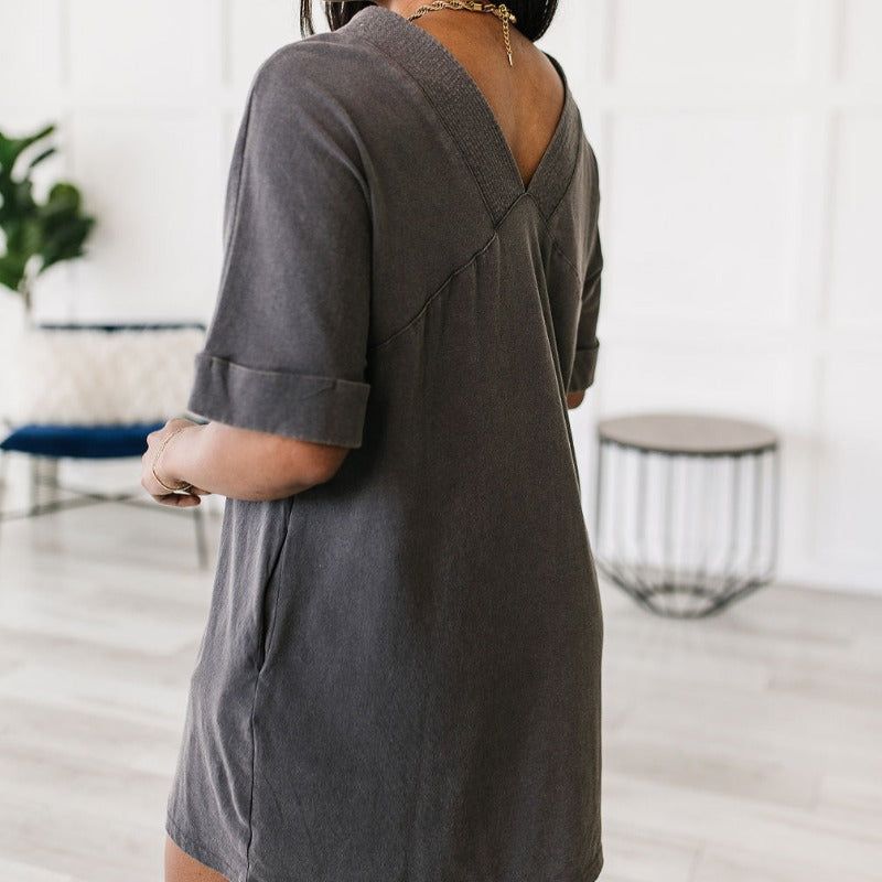 Charcoal No Matter What Acid Wash T-Shirt Dress sold by Boujee Boutique product image thumbnail 2