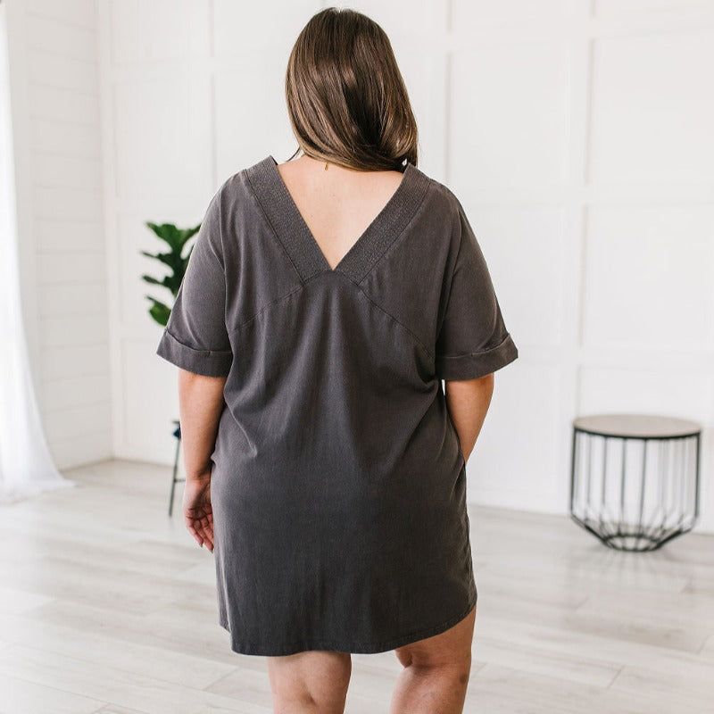 Charcoal No Matter What Acid Wash T-Shirt Dress sold by Boujee Boutique product image thumbnail 4