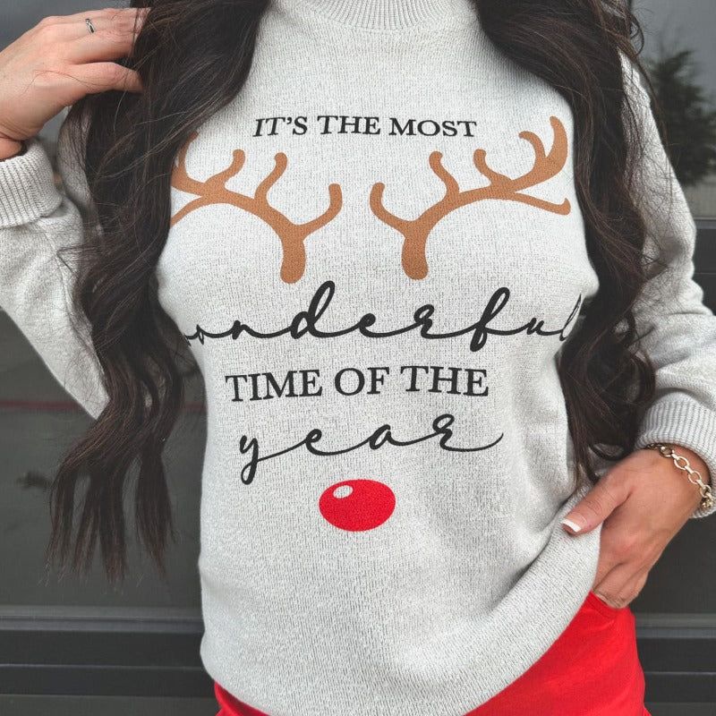 Oatmeal It's the Most Wonderful Time Of The Year Sweater sold by Boujee Boutique product image thumbnail 2