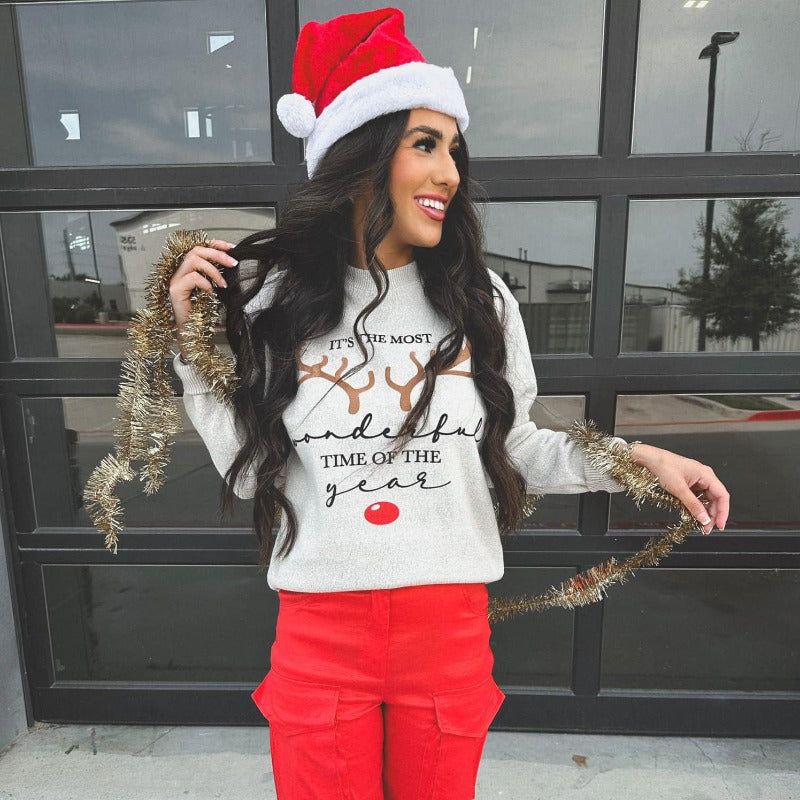 Oatmeal It's the Most Wonderful Time Of The Year Sweater sold by Boujee Boutique product image thumbnail 4