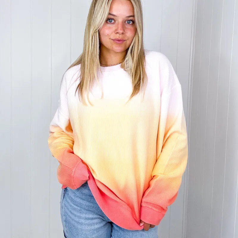Sunset Ombre Luxe Soft Corded Long Sleeve Pullover sold by Boujee Boutique