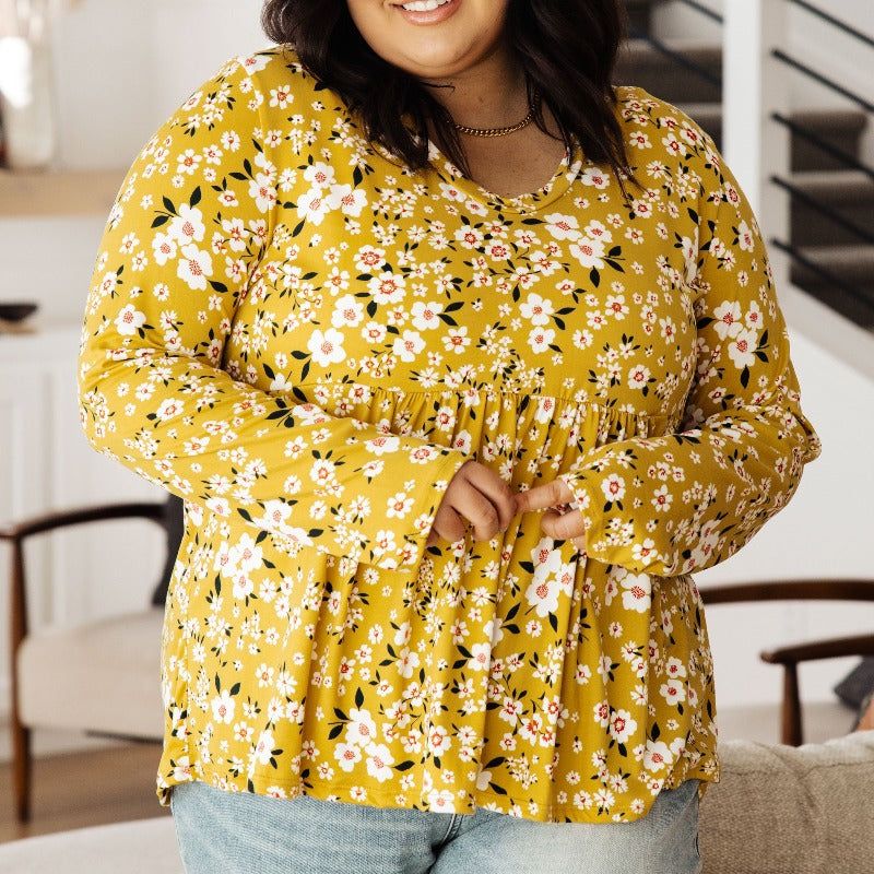 Dandelion Fields Yellow Babydoll Top sold by Boujee Boutique product image thumbnail 2