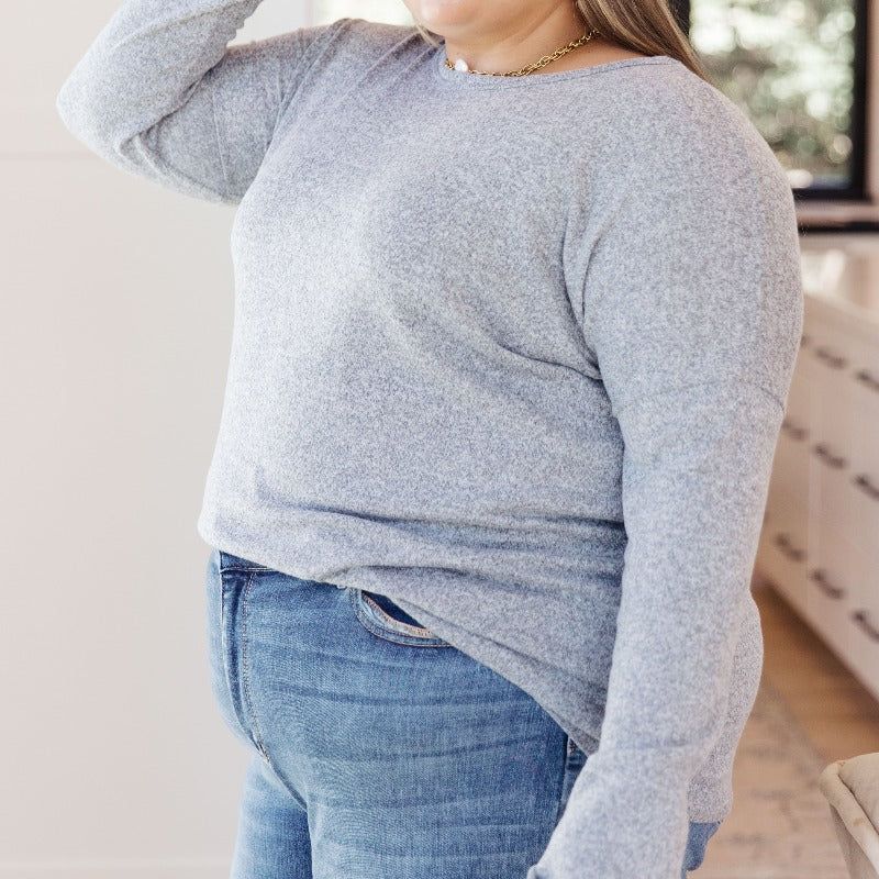 Heathered Grey Cozy Classic Long Sleeve Top sold by Boujee Boutique product image thumbnail 4