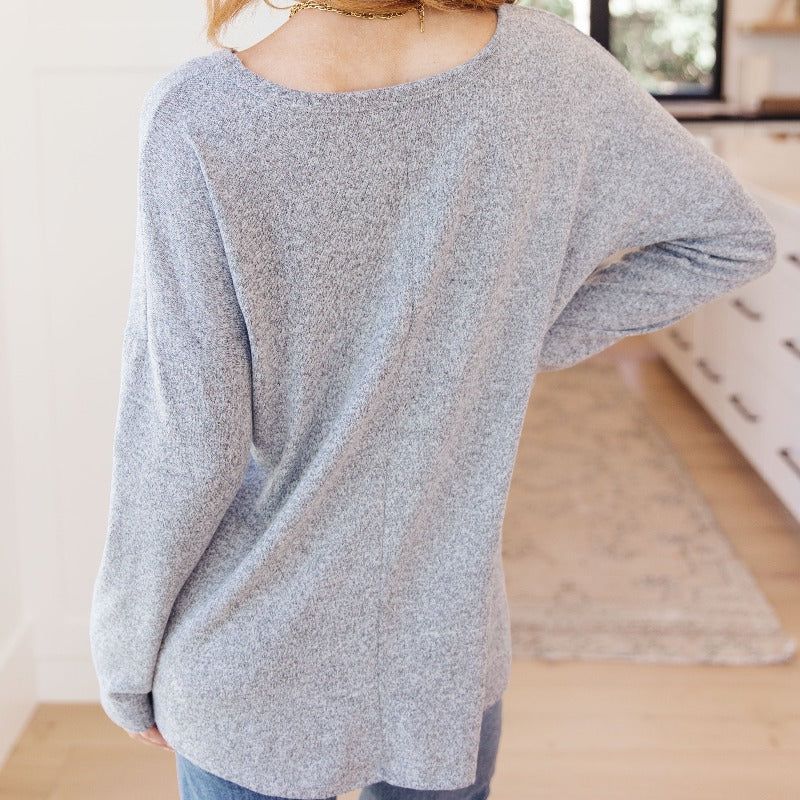 Heathered Grey Cozy Classic Long Sleeve Top sold by Boujee Boutique product image thumbnail 5