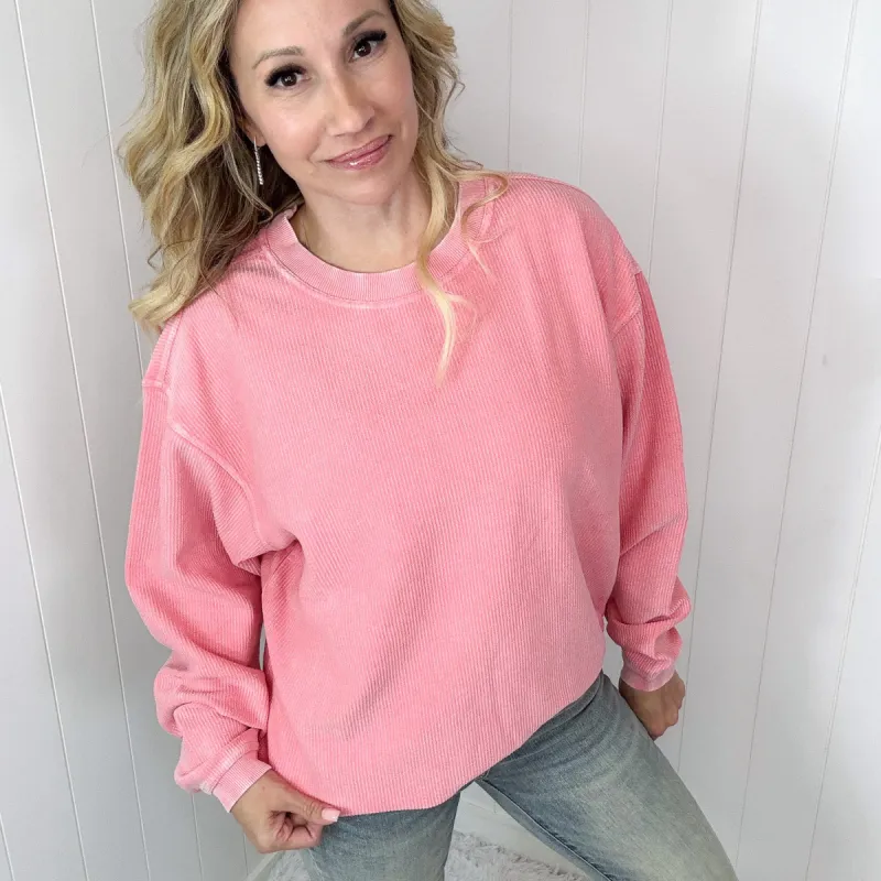 Conch Shell Oversized Luxe Soft Corded Crewneck Long Sleeve Pullover Sweater sold by Boujee Boutique