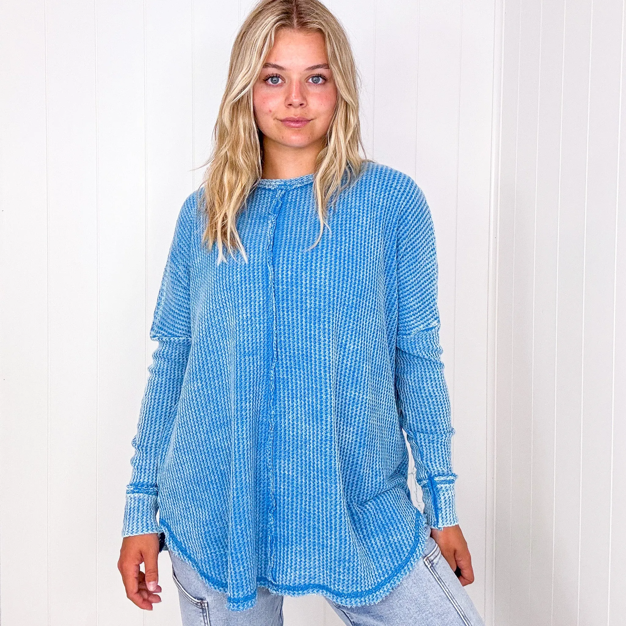 Waverley Waffle Knit Long Sleeve Top in 8 Colors sold by Boujee Boutique product image thumbnail 5