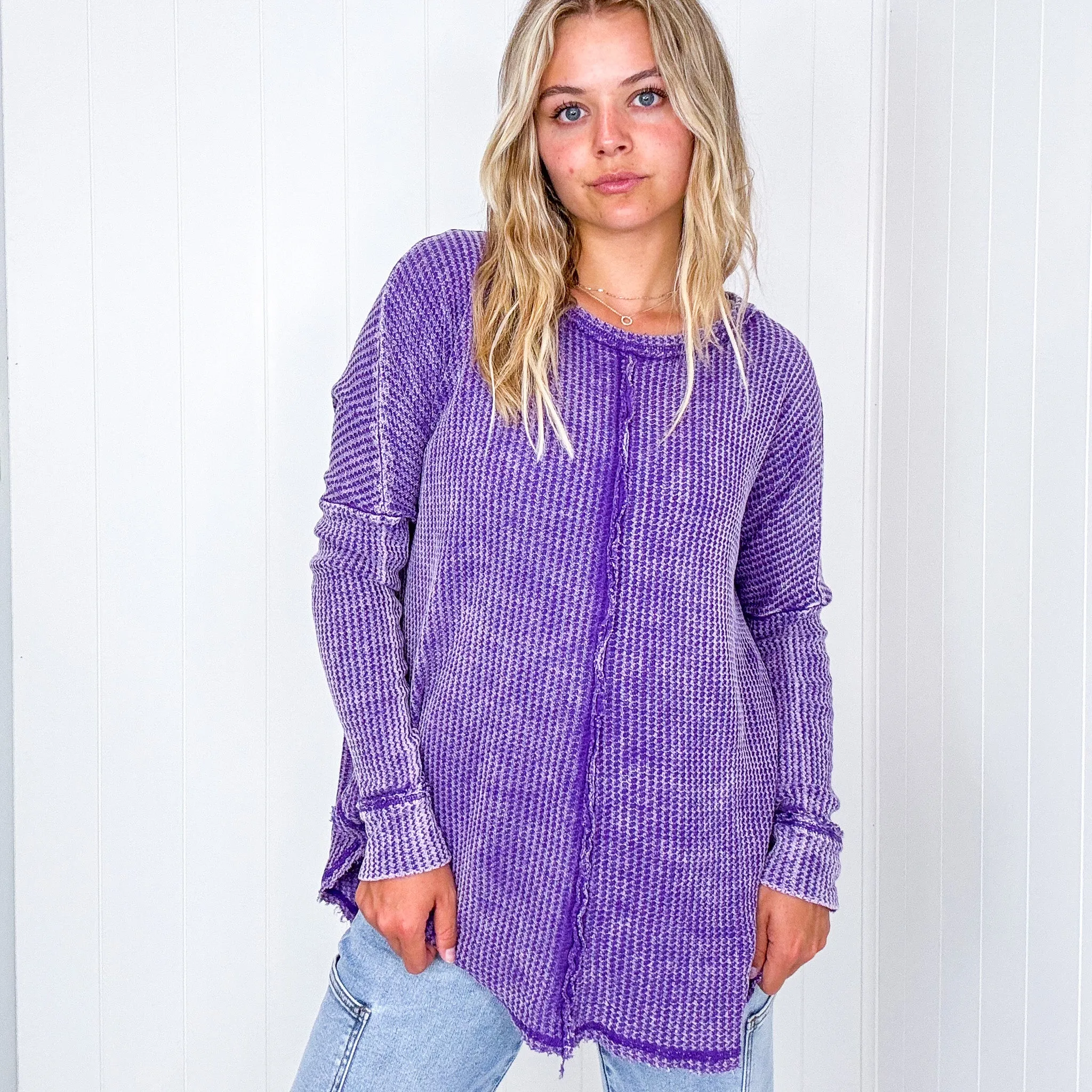 Waverley Waffle Knit Long Sleeve Top in 8 Colors sold by Boujee Boutique product image thumbnail 4