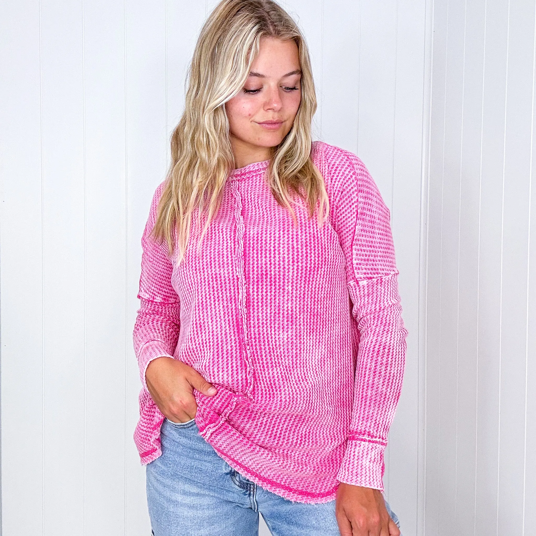 Waverley Waffle Knit Long Sleeve Top in 8 Colors sold by Boujee Boutique