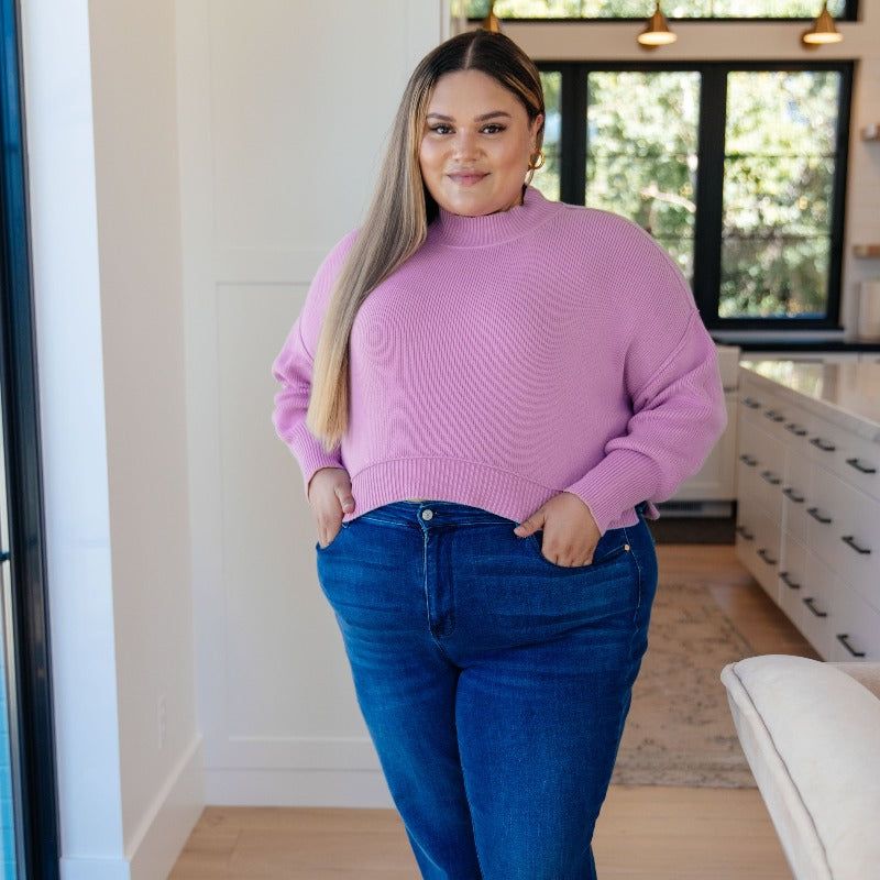 Outside Seam Side Slit Cropped Sweater in Mauve sold by Boujee Boutique product image thumbnail 7