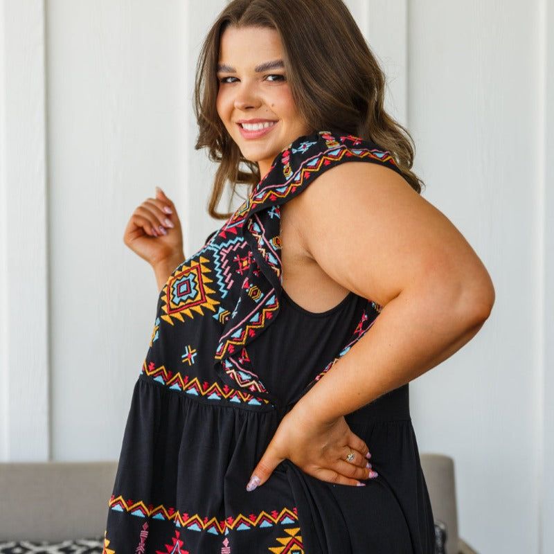 Sophia Embroidered Short Sleeve Blouse in Black sold by Boujee Boutique product image thumbnail 5