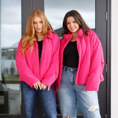 Hot Pink Warm Regards Puffer Jacket sold by Boujee Boutique