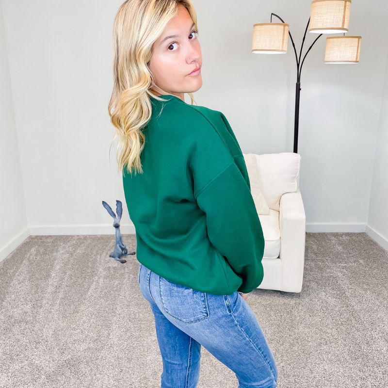 Hunter Green Embroidered Couch Club Sweatshirt sold by Boujee Boutique product image thumbnail 4