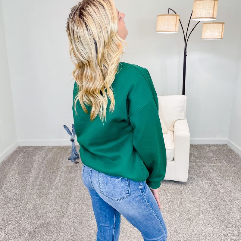 Hunter Green Embroidered Couch Club Sweatshirt sold by Boujee Boutique product image thumbnail 5