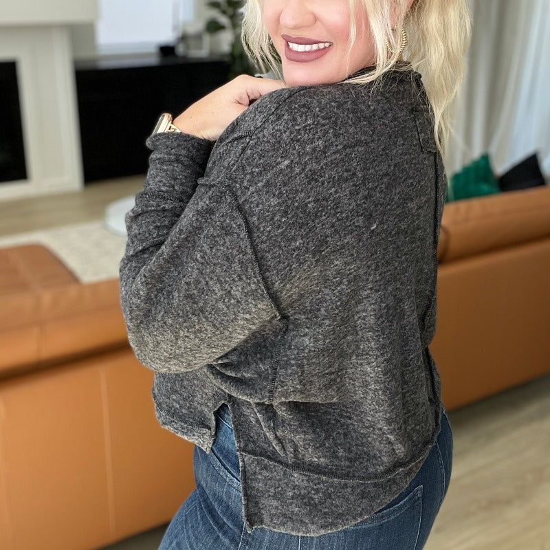 Black Brushed Hacci Oversized Sweater sold by Boujee Boutique product image thumbnail 2