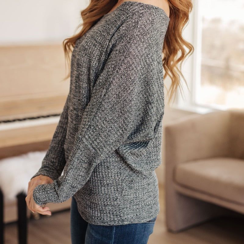 Warm Thoughts Ribbed Top in Charcoal sold by Boujee Boutique product image thumbnail 5