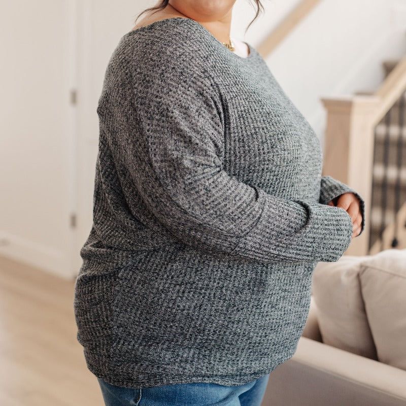 Warm Thoughts Ribbed Top in Charcoal sold by Boujee Boutique product image thumbnail 4