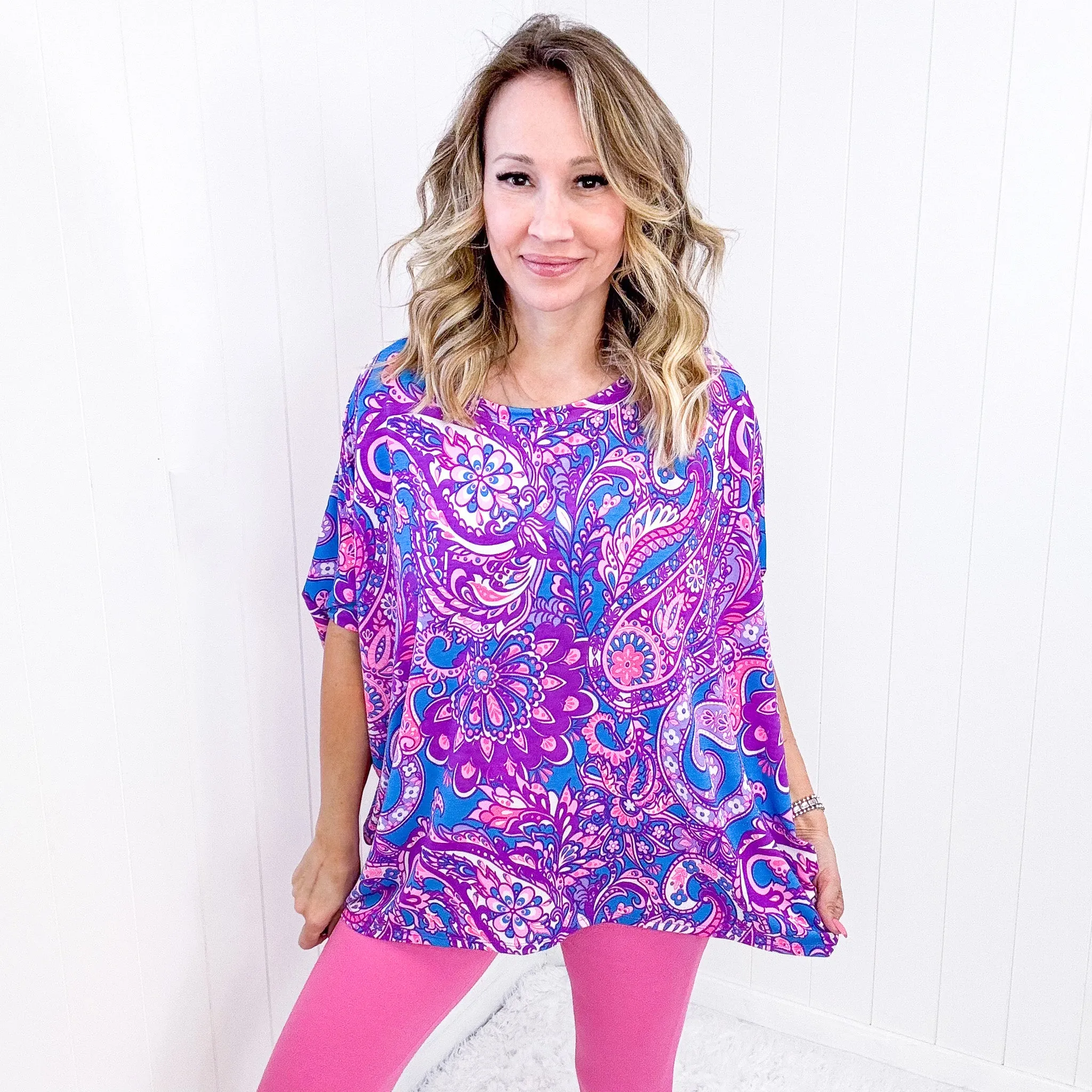 Dear Scarlett Essential Blouse in Purple Paisley sold by Boujee Boutique