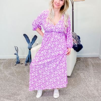 Camille Lavender V Neck Ribbed Maxi Dress sold by Boujee Boutique